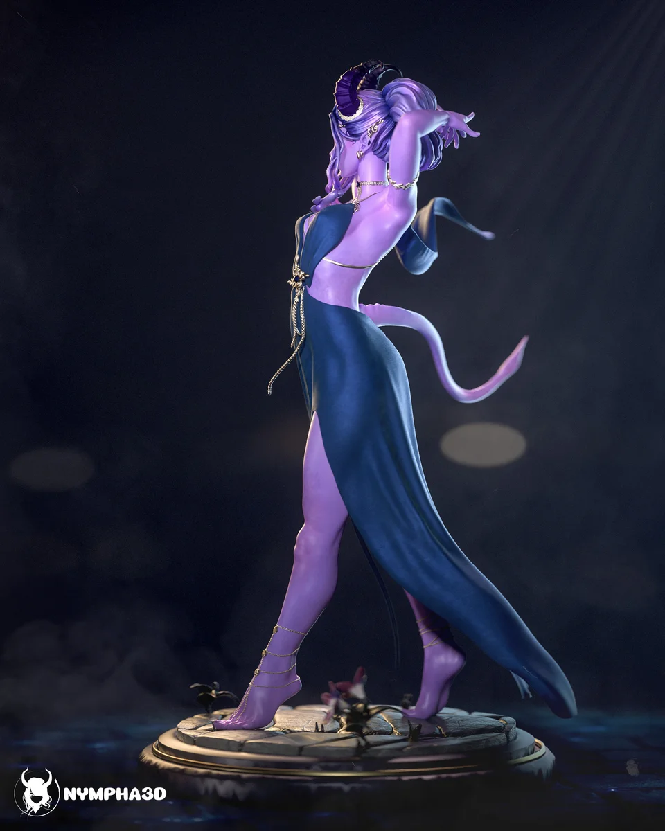 Tiefling Lady | Fan Art | 3D Printed Resin Model Garage Kit | *Un-Painted* | Nympha3D 8