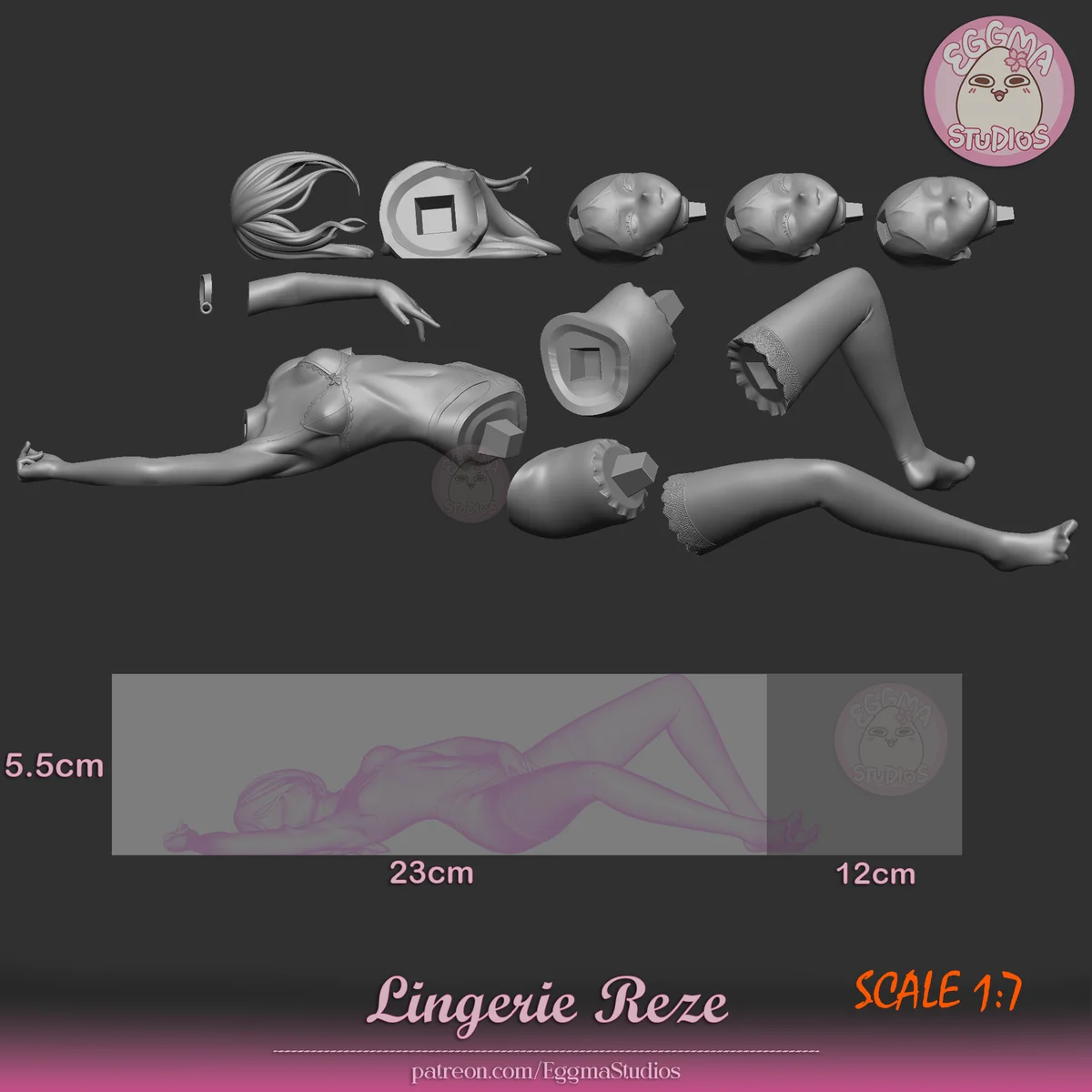 Makima and Reze - (Lingerie) | Fan Art | 3D Printed Resin Model Garage Kit | *Un-Painted* | EggmaStudios 15