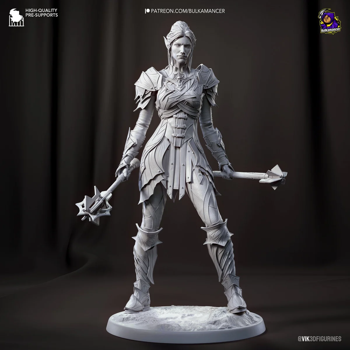 Drow Paladin | Fan Art | 3D Printed Resin Model Garage Kit | *Un-Painted* | Bulkamancer 7