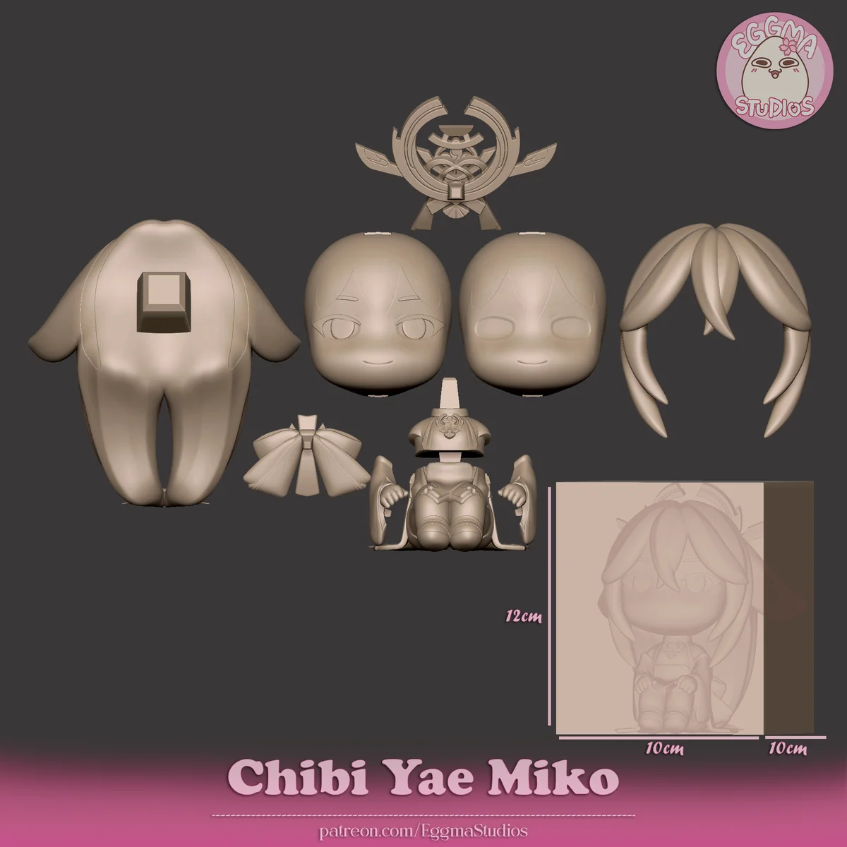 Chibi Yae Miko | Fan Art | 3D Printed Resin Model Garage Kit | *Un-Painted* | EggmaStudios 4
