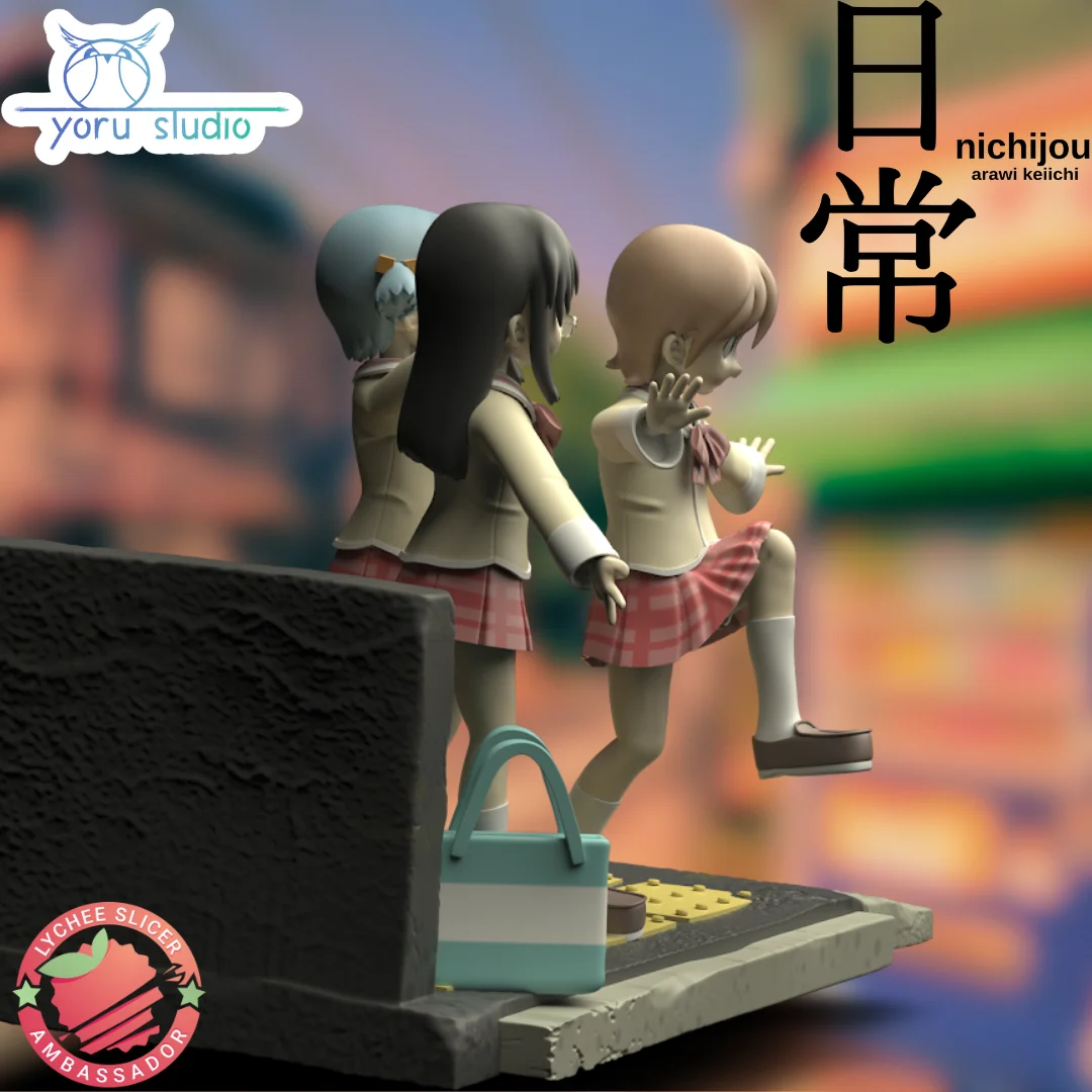 Nichijou Diorama | Fan Art | 3D Printed Resin Model Garage Kit | *Un-Painted* | Yoru Studio 3