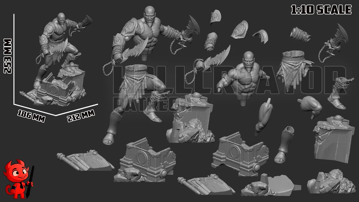 Kratos | Fan Art | 3D Printed Resin Model Garage Kit | *Un-Painted* | H3LL Creator 13