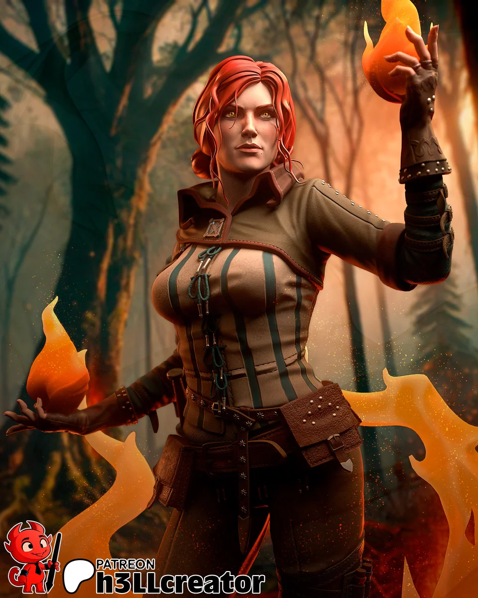 Triss Merigold | Fan Art | 3D Printed Resin Model Garage Kit | *Un-Painted* | H3LL Creator