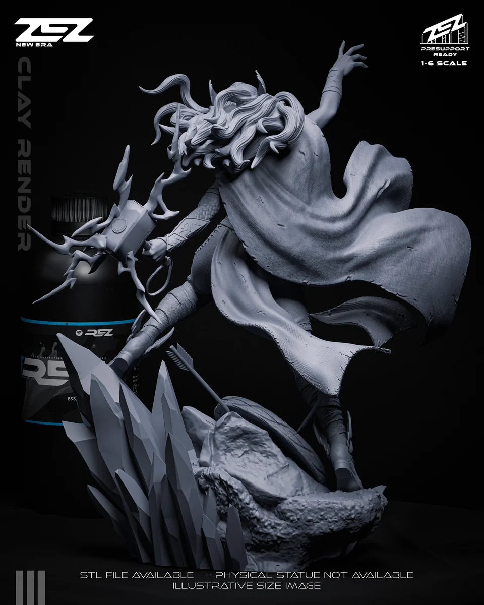 Lady Thor | Fan Art | 3D Printed Resin Model Garage Kit | *Un-Painted* | ZEZ Studio 7