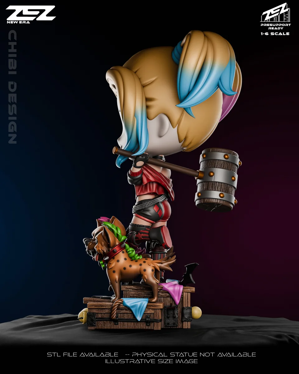 Chibi Harley Quinn | Fan Art | 3D Printed Resin Model Garage Kit | *Un-Painted* | ZEZ Studio 5