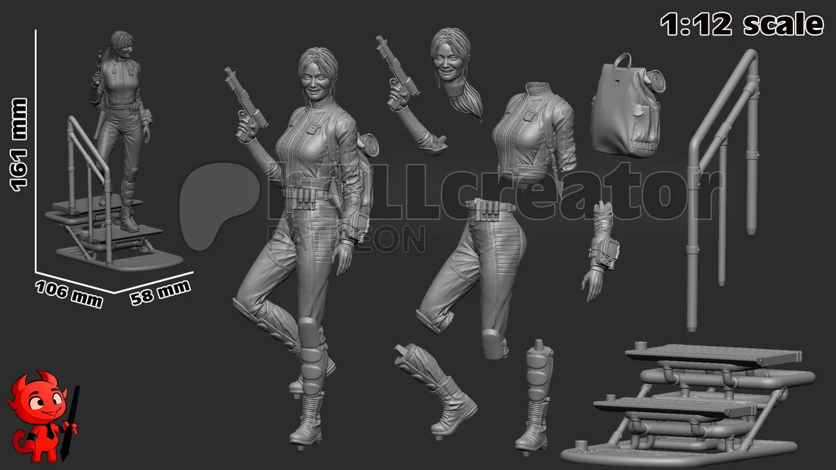 Lucy Maclean | Fan Art | 3D Printed Resin Model Garage Kit | *Un-Painted* | H3LL Creator 8