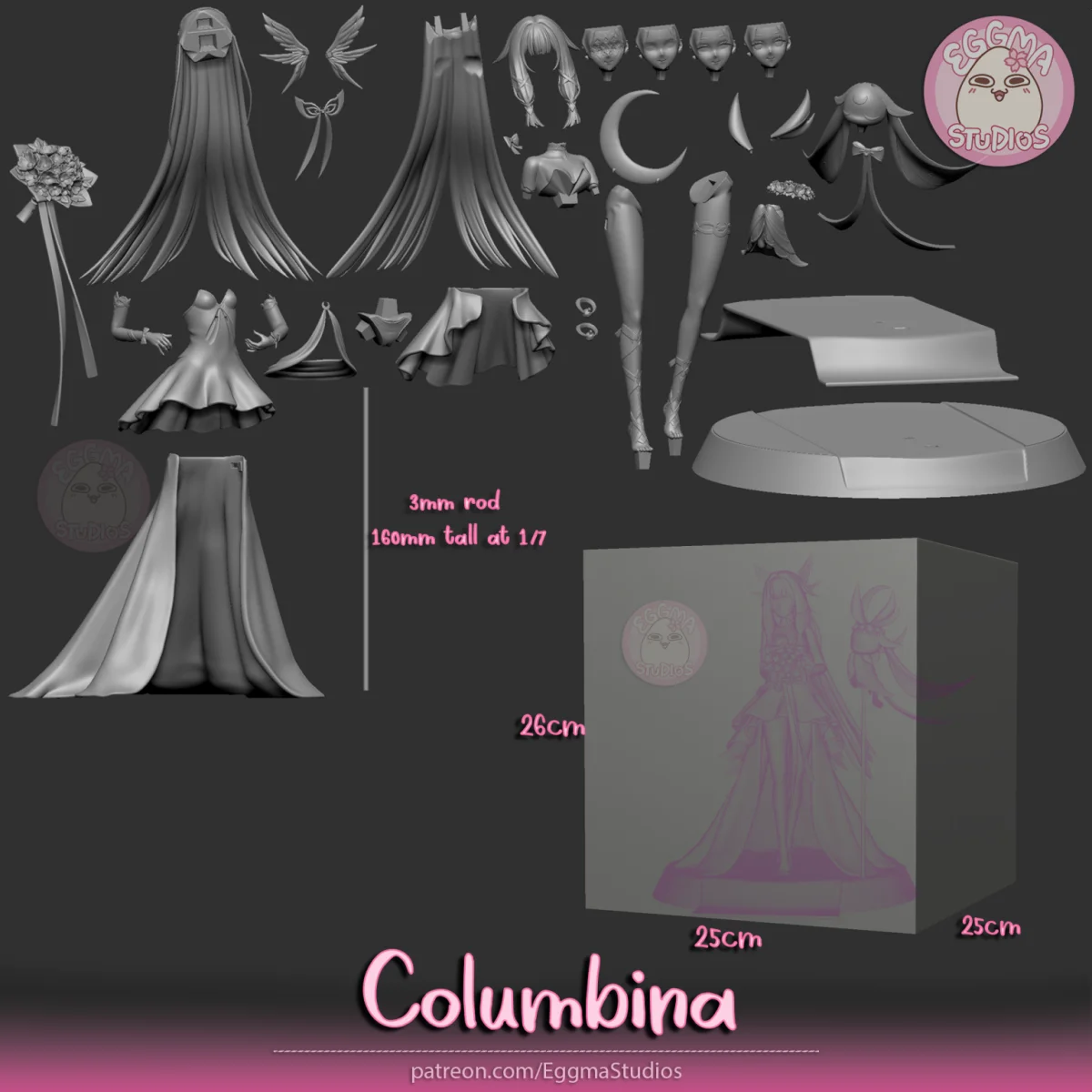 Columbina | Fan Art | 3D Printed Resin Model Garage Kit | *Un-Painted* | EggmaStudios 13