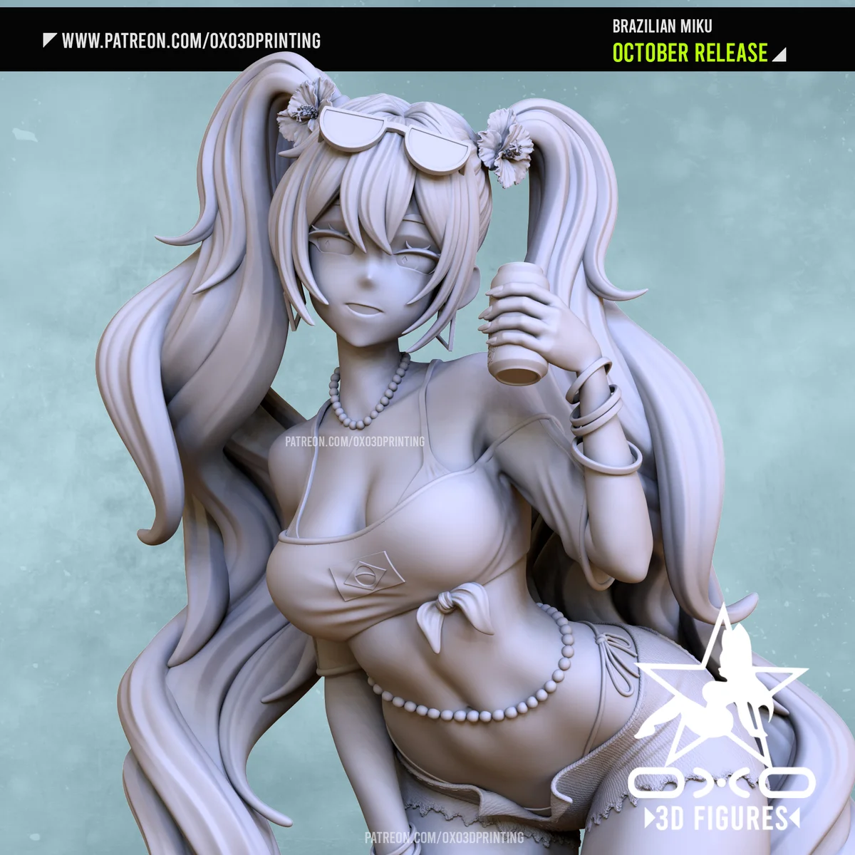 Brazilian Miku | Fan Art | 3D Printed Resin Model Garage Kit | *Un-Painted* | OXO3D 6