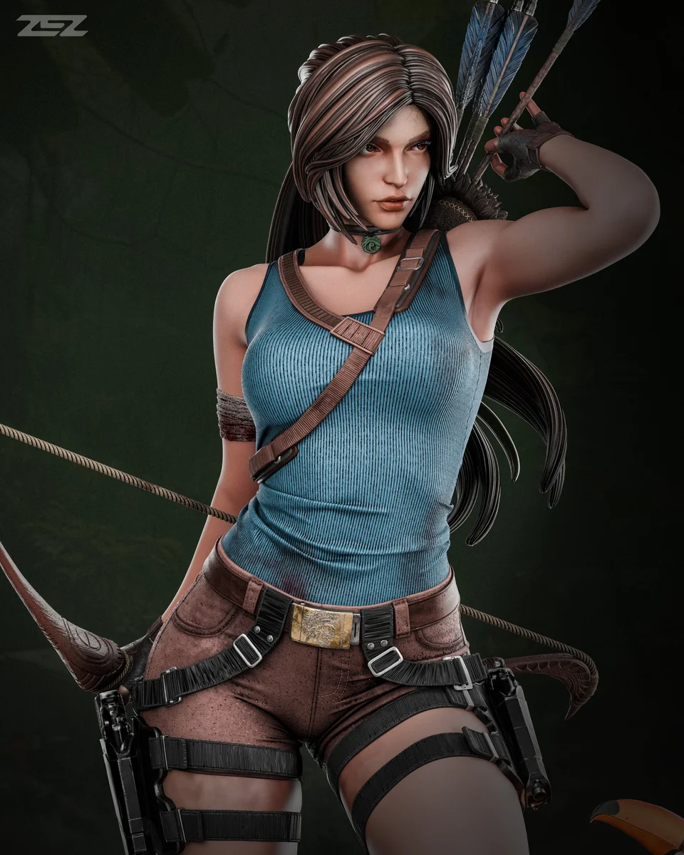 Lara Croft | Fan Art | 3D Printed Resin Model Garage Kit | *Un-Painted* | ZEZ Studio 4