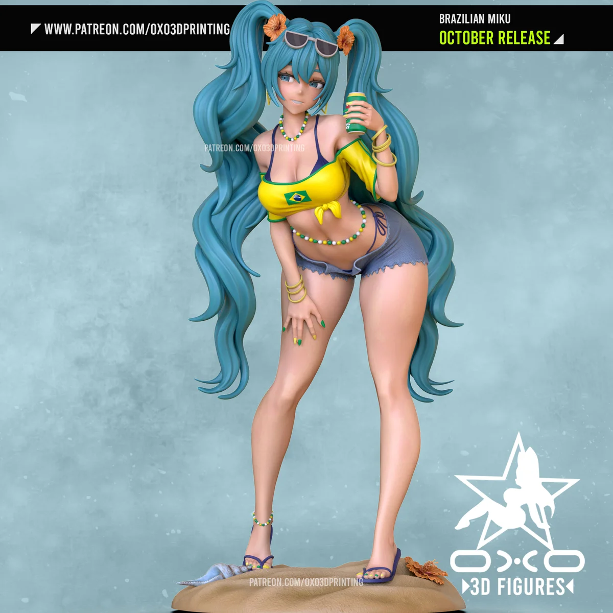 Brazilian Miku | Fan Art | 3D Printed Resin Model Garage Kit | *Un-Painted* | OXO3D 3