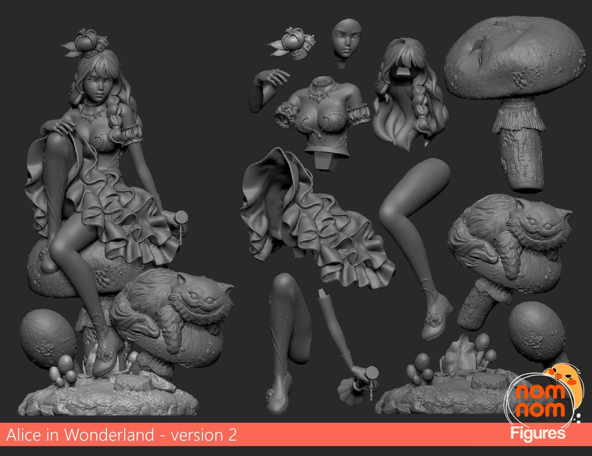 Alice in Wonderland | Fan Art | 3D Printed Resin Model Garage Kit | *Un-Painted* | Nomnom 3