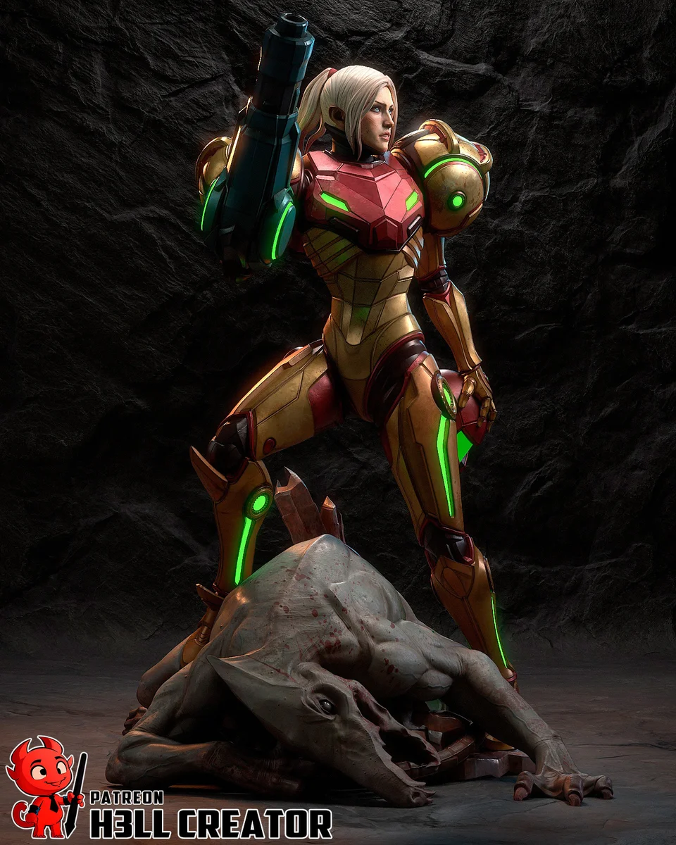 Samus Aran | Fan Art | 3D Printed Resin Model Garage Kit | *Un-Painted* | H3LL Creator 3