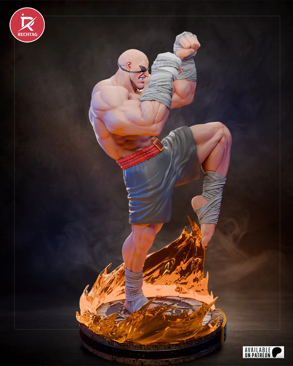 Sagat | Fan Art | 3D Printed Resin Model Garage Kit | *Un-Painted* | Rechtag 5