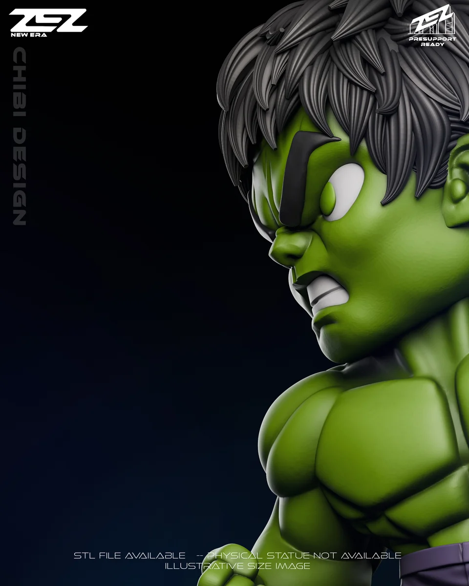Chibi Hulk | Fan Art | 3D Printed Resin Model Garage Kit | *Un-Painted* | ZEZ Studio 7
