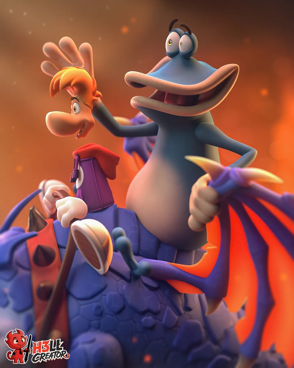 Rayman and Globox | Fan Art | 3D Printed Resin Model Garage Kit | *Un-Painted* | H3LL Creator 5