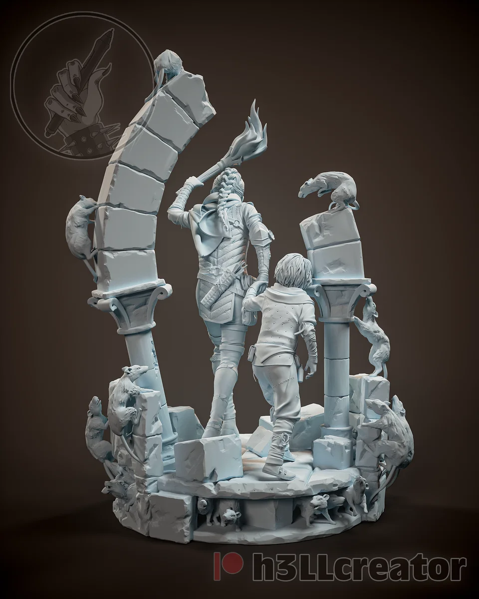 Amicia and Hugo | Fan Art | 3D Printed Resin Model Garage Kit | *Un-Painted* | H3LL Creator 7