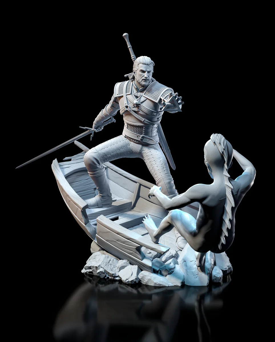 Geralt of Rivia | Fan Art | 3D Printed Resin Model Garage Kit | *Un-Painted* | H3LL Creator 5