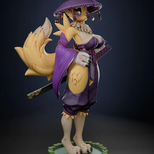 Renamon Samurai | Fan Art | 3D Printed Resin Model Garage Kit | *Un-Painted* | AnyoneNSFW 3