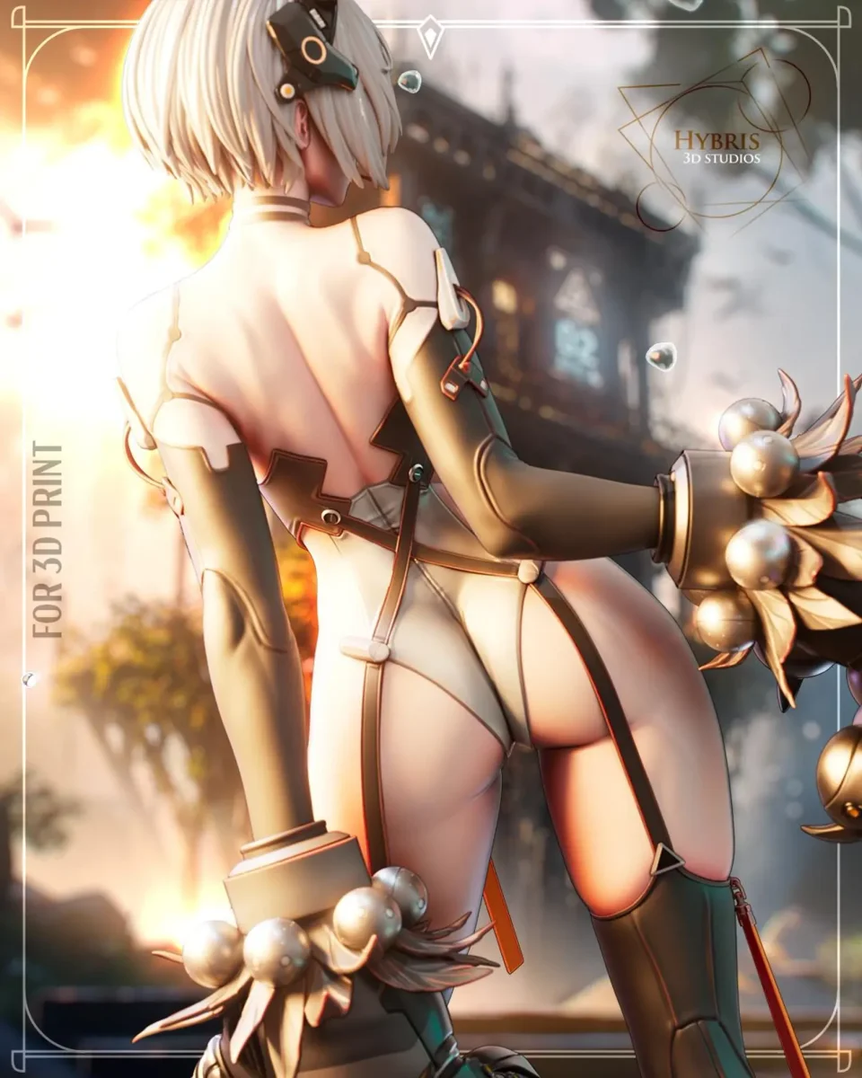 2B Mecha Cat | Fan Art | 3D Printed Resin Model Garage Kit | *Un-Painted* | Hybris Studios 3
