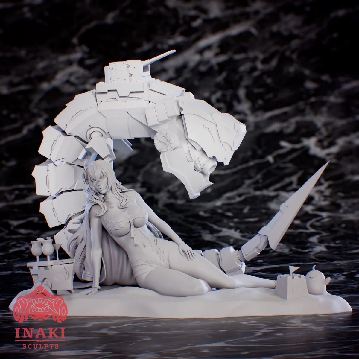 Graf Zeppelin Beachside | Fan Art | 3D Printed Resin Model Garage Kit | *Un-Painted* | Inaki Sculpts 5