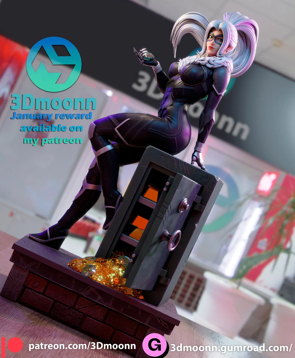 Black Kitty | Fan Art | 3D Printed Resin Model Garage Kit | *Un-Painted* | 3DMoon 3