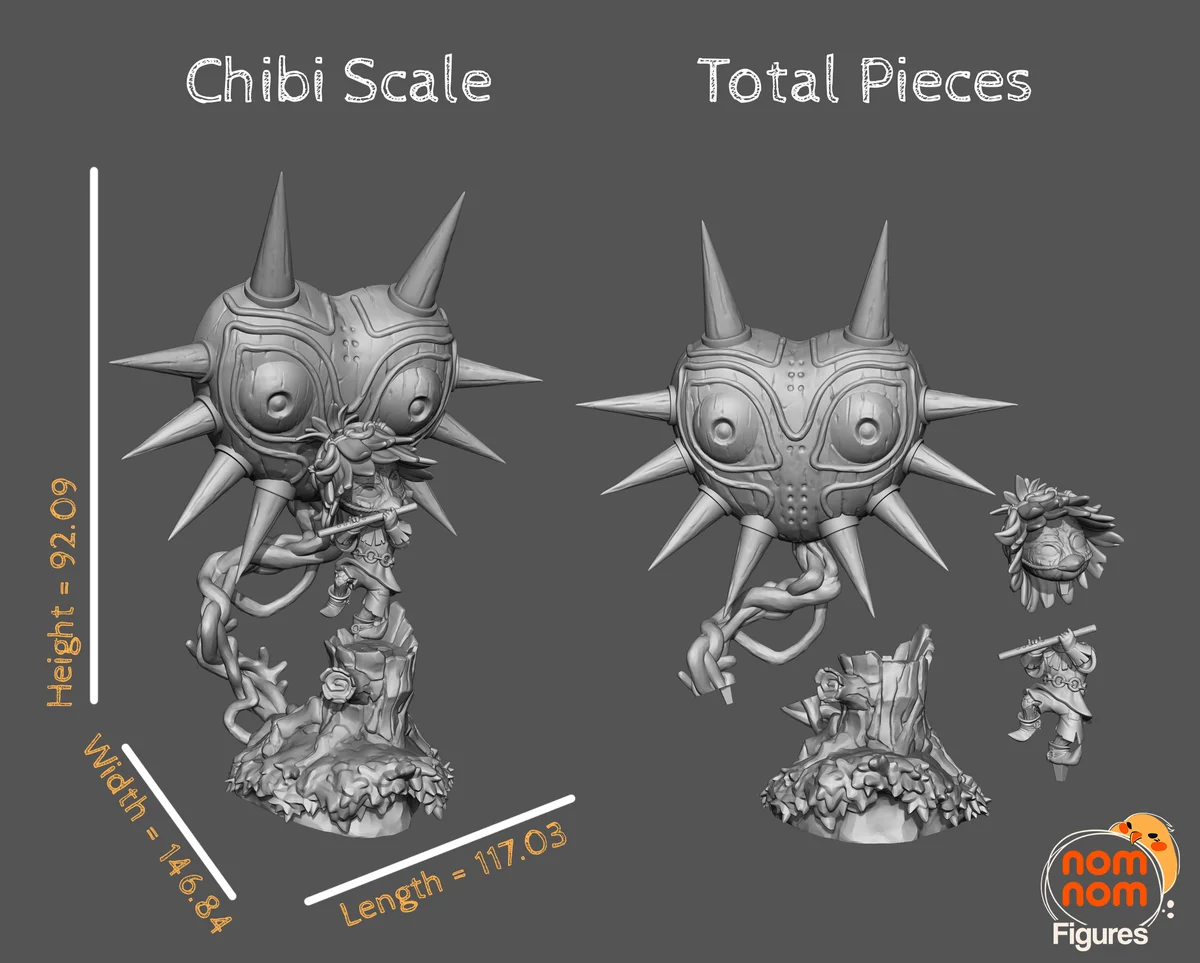 Chibi Majora and skull kid | Fan Art | 3D Printed Resin Model Garage Kit | *Un-Painted* | Nomnom 3