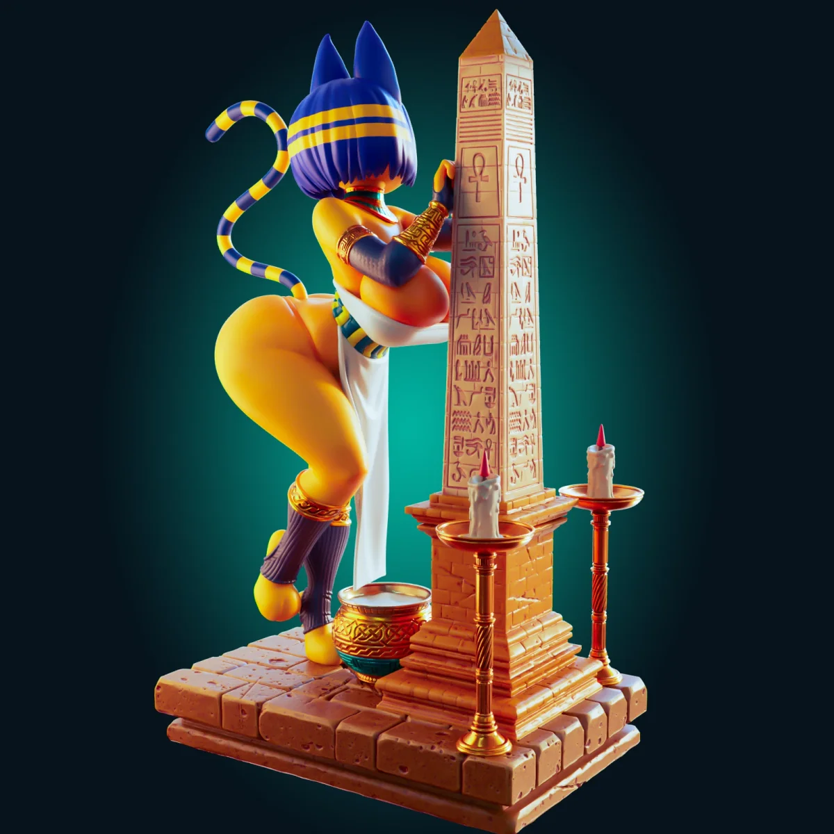 Ankha Super Chubby | Fan Art | 3D Printed Resin Model Garage Kit | *Un-Painted* | Officer Rhu 2