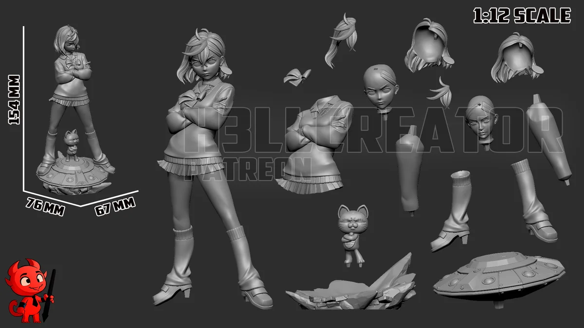 Momo Ayase | Fan Art | 3D Printed Resin Model Garage Kit | *Un-Painted* | H3LL Creator 12