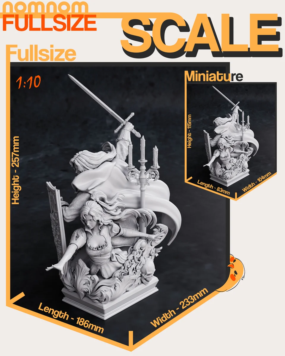 Alucard x Maria | Fan Art | 3D Printed Resin Model Garage Kit | *Un-Painted* | Nomnom 4
