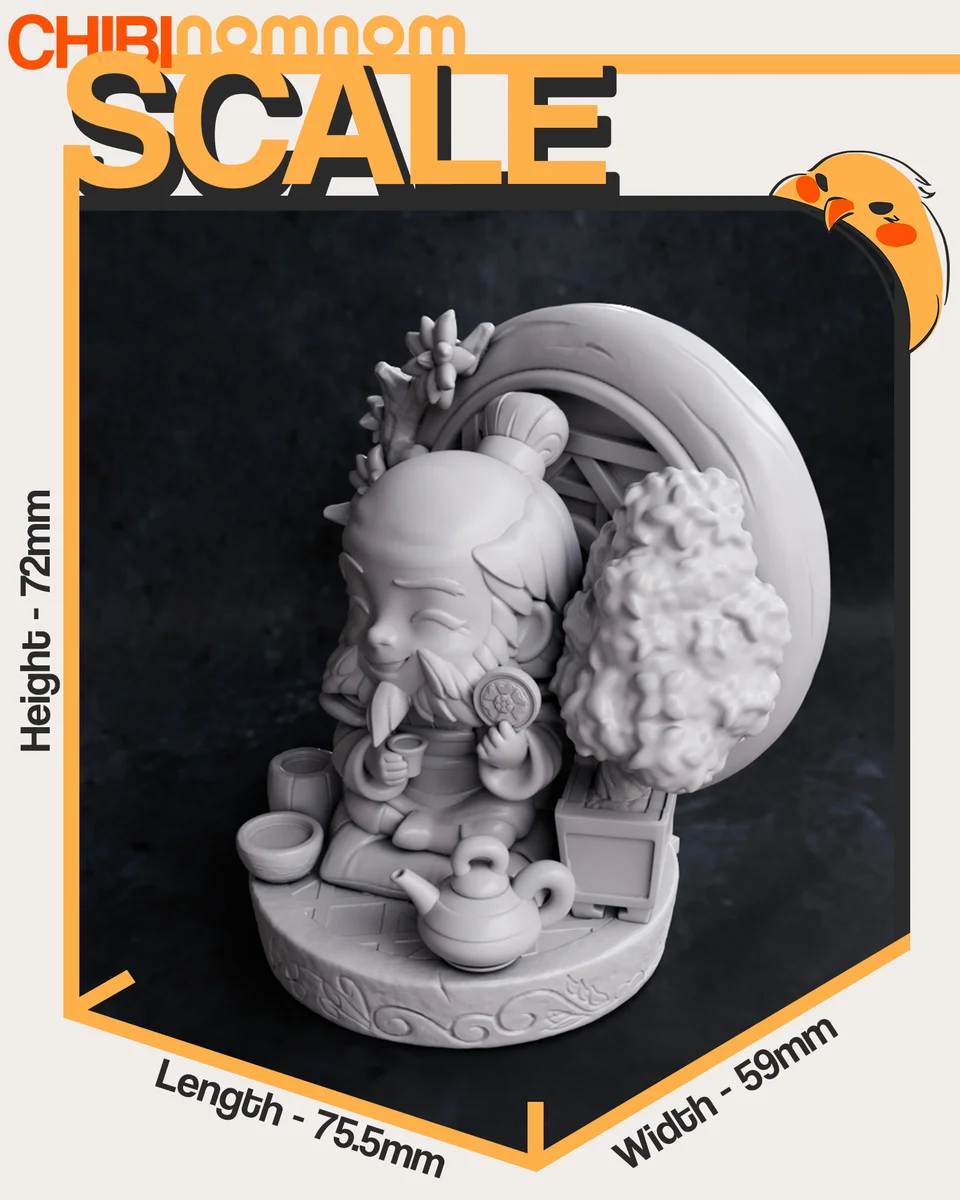 Chibi Uncle Iroh | Fan Art | 3D Printed Resin Model Garage Kit | *Un-Painted* | Nomnom 4