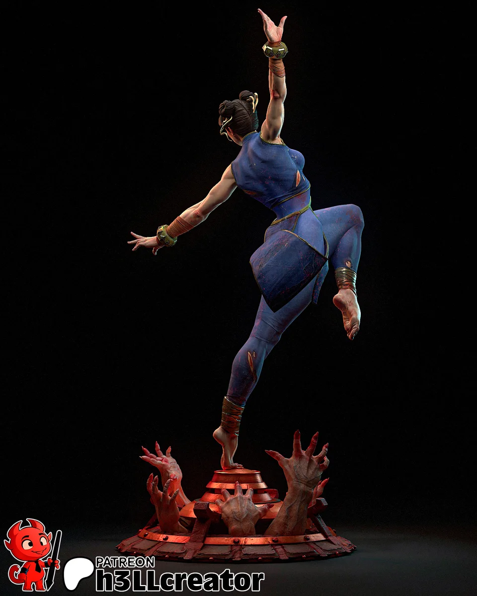 Chun-Li | Fan Art | 3D Printed Resin Model Garage Kit | *Un-Painted* | H3LL Creator 8
