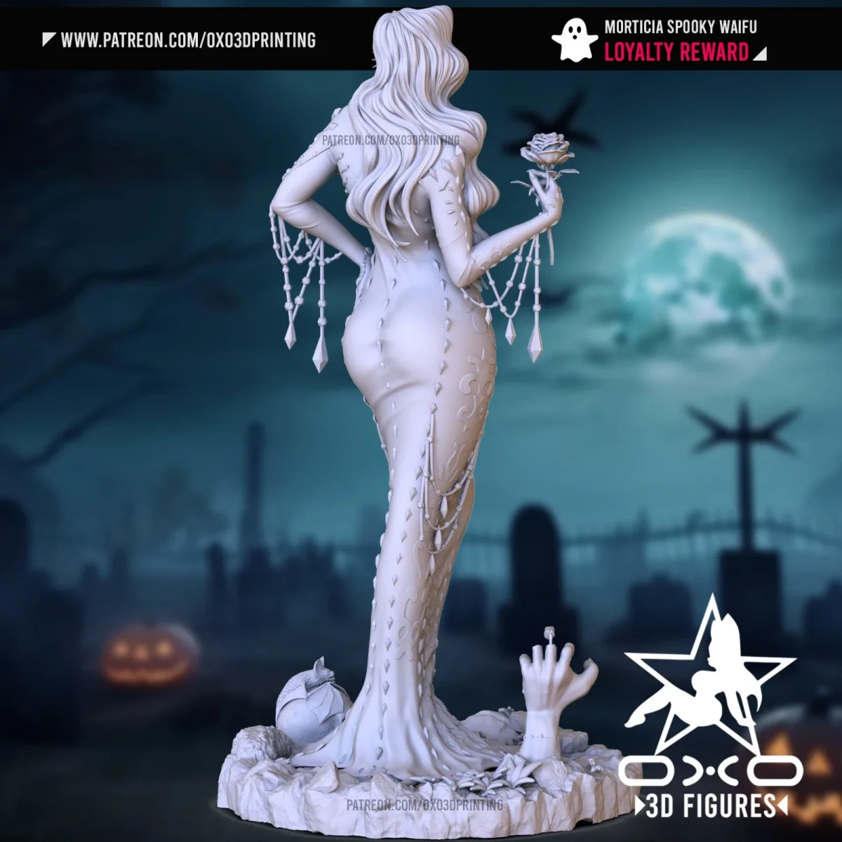 Morticia | Fan Art | 3D Printed Resin Model Garage Kit | *Un-Painted* | OXO3D 7