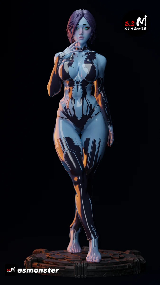 Cortana | Fan Art | 3D Printed Resin Model Garage Kit | *Un-Painted* | ES Monster 10