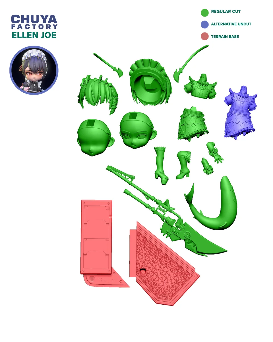 Chibi Ellen Joe | Fan Art | 3D Printed Resin Model Garage Kit | *Un-Painted* | Chuya Factory 20