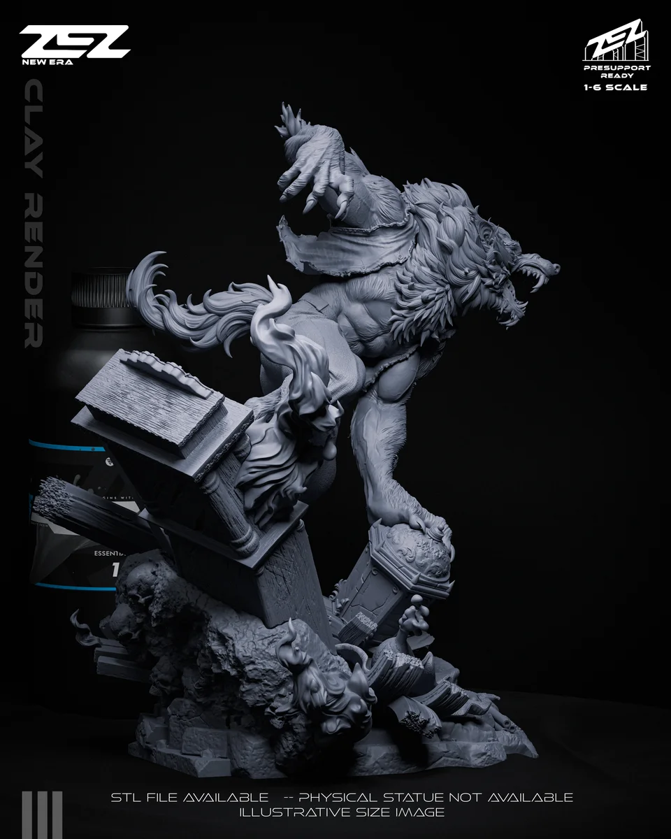 Werewolf | Fan Art | 3D Printed Resin Model Garage Kit | *Un-Painted* | ZEZ Studio 12