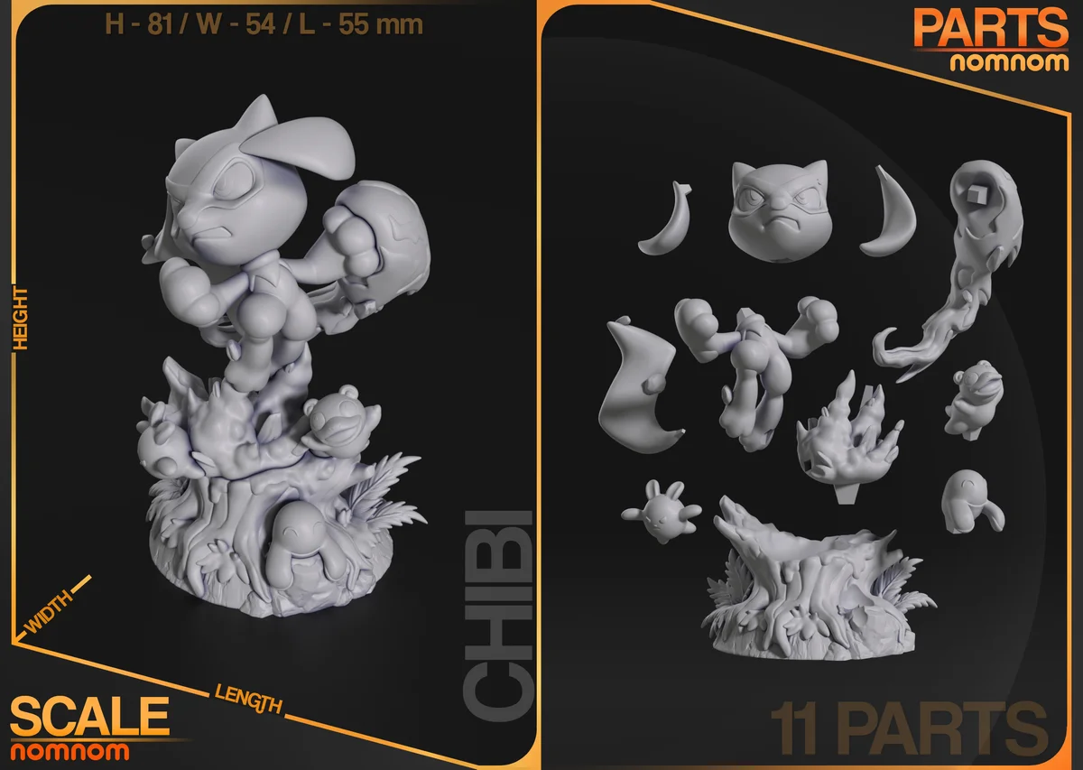 Chibi Riolu | Fan Art | 3D Printed Resin Model Garage Kit | *Un-Painted* | Nomnom 3
