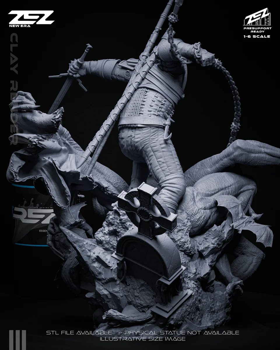 Geralt | Fan Art | 3D Printed Resin Model Garage Kit | *Un-Painted* | ZEZ Studio 17