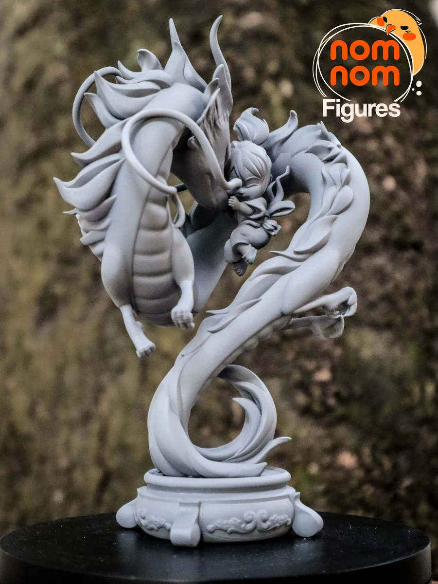 Chibi Chihiro and Haku | Fan Art | 3D Printed Resin Model Garage Kit | *Un-Painted* | Nomnom 9