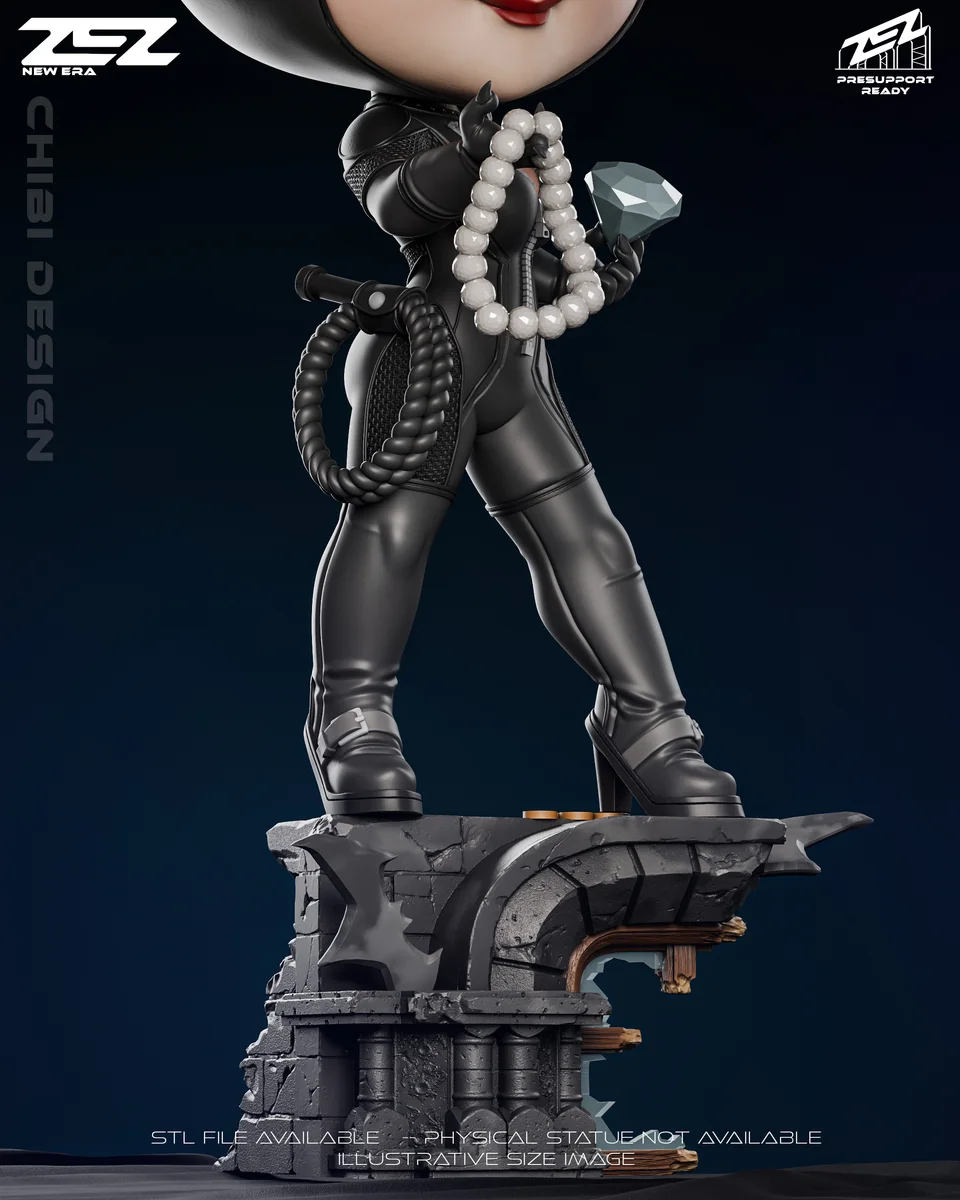 Chibi Catwoman | Fan Art | 3D Printed Resin Model Garage Kit | *Un-Painted* | ZEZ Studio 6