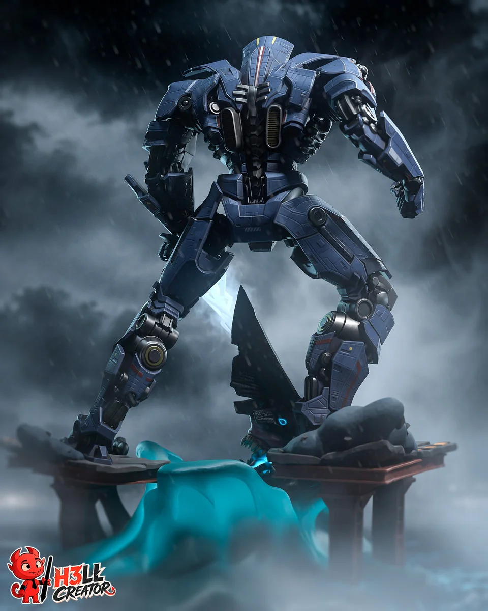 Gipsy Danger | Fan Art | 3D Printed Resin Model Garage Kit | *Un-Painted* | H3LL Creator 8