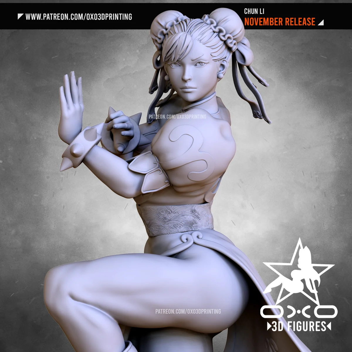 Chun Li | Fan Art | 3D Printed Resin Model Garage Kit | *Un-Painted* | OXO3D 4