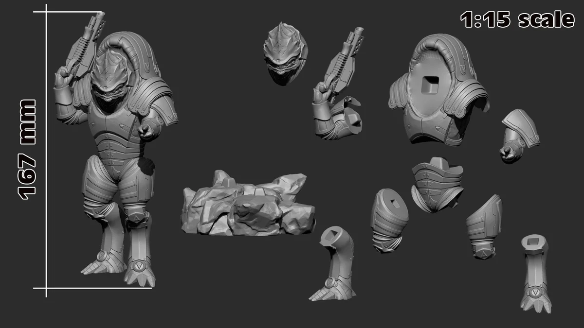 Wrex | Fan Art | 3D Printed Resin Model Garage Kit | *Un-Painted* | H3LL Creator 5