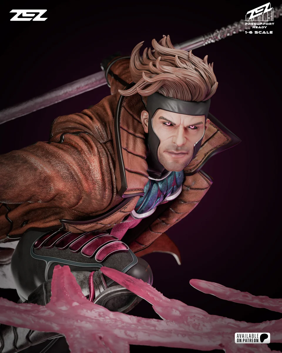 Gambit | Fan Art | 3D Printed Resin Model Garage Kit | *Un-Painted* | ZEZ Studio 14