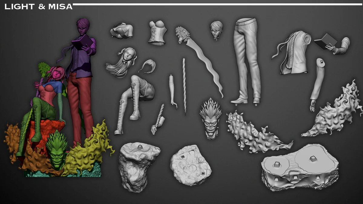 Light & Misa | Fan Art | 3D Printed Resin Model Garage Kit | *Un-Painted* | Inaki Sculpts 4