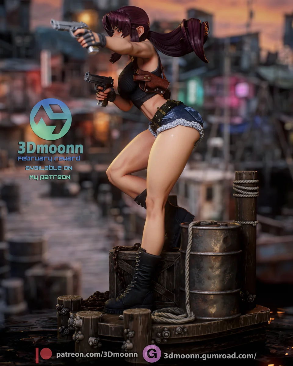 Revy | Fan Art | 3D Printed Resin Model Garage Kit | *Un-Painted* | 3DMoonn 3