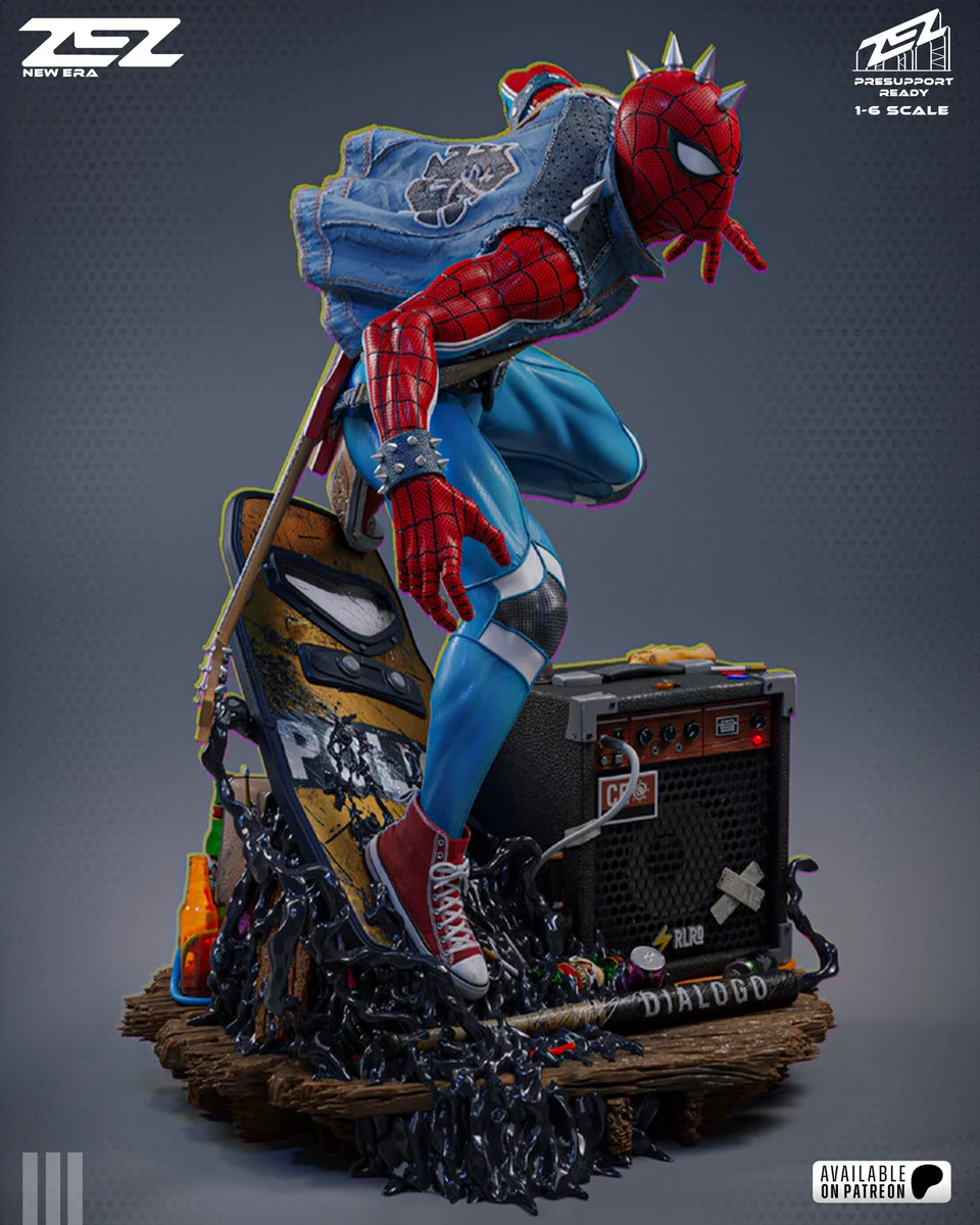 Spider-Punk | Fan Art | 3D Printed Resin Model Garage Kit | *Un-Painted* | ZEZ Studio 5