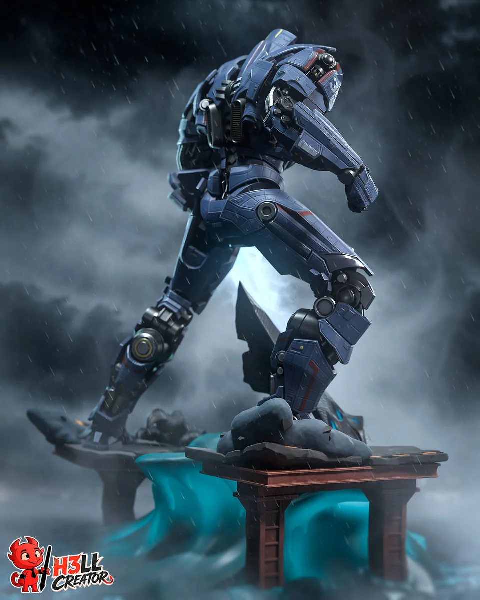 Gipsy Danger | Fan Art | 3D Printed Resin Model Garage Kit | *Un-Painted* | H3LL Creator 6