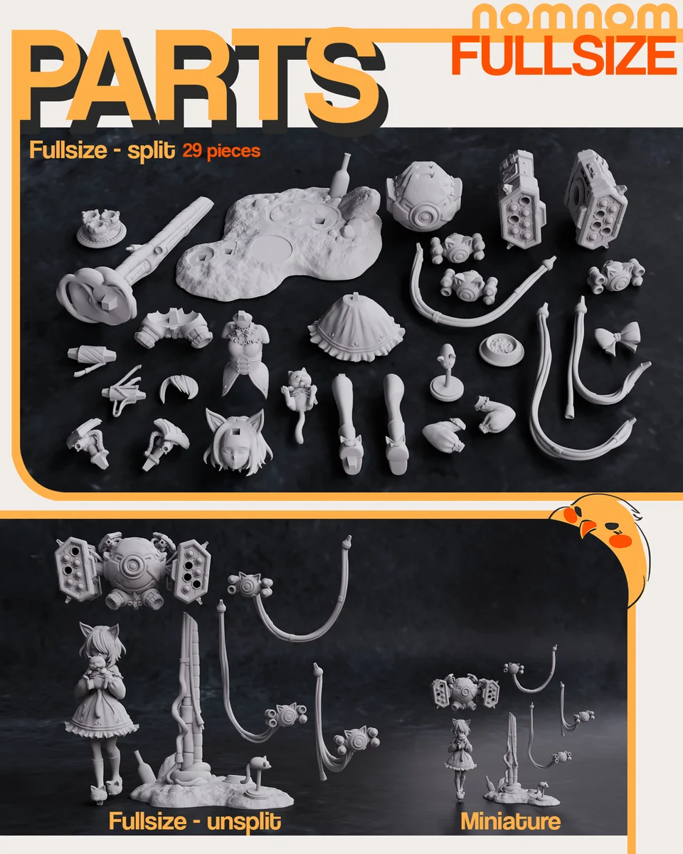 Luna x Tofu | Fan Art | 3D Printed Resin Model Garage Kit | *Un-Painted* | Nomnom 3