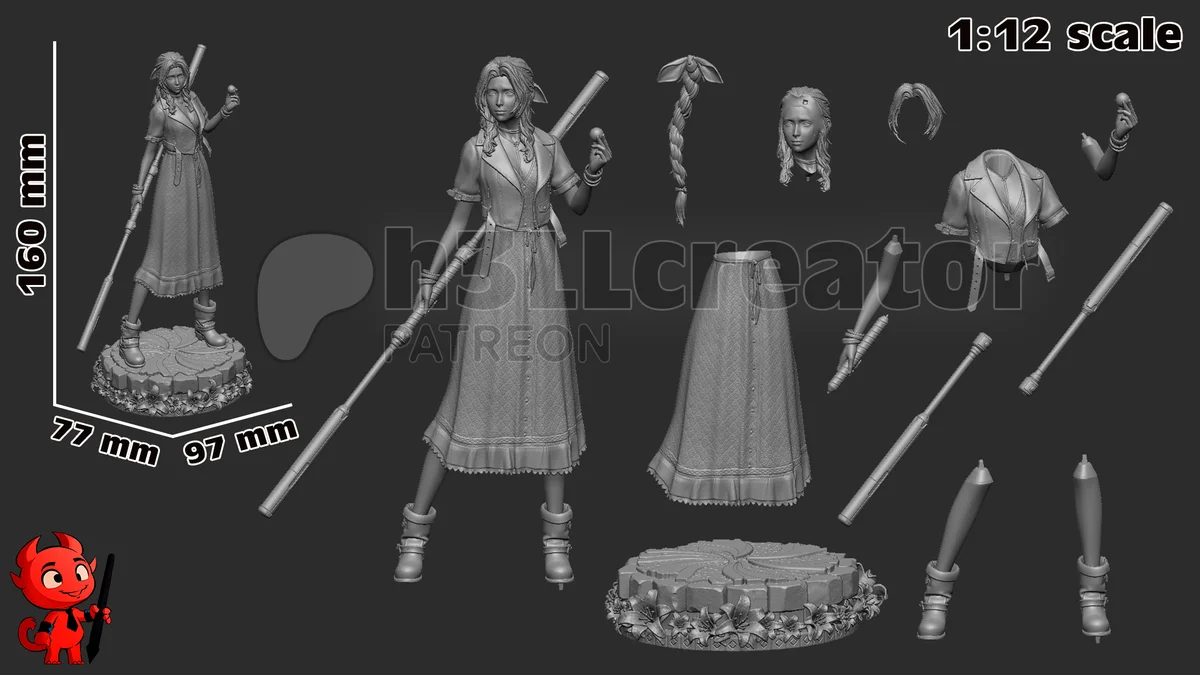 Aerith Gainsborough | Fan Art | 3D Printed Resin Model Garage Kit | *Un-Painted* | H3LL Creator 13