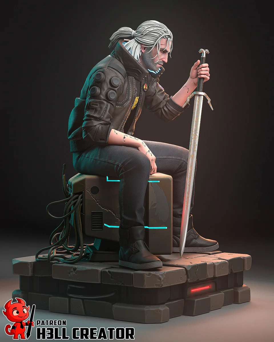Geralt of Rivia | Fan Art | 3D Printed Resin Model Garage Kit | *Un-Painted* | H3LL Creator 4